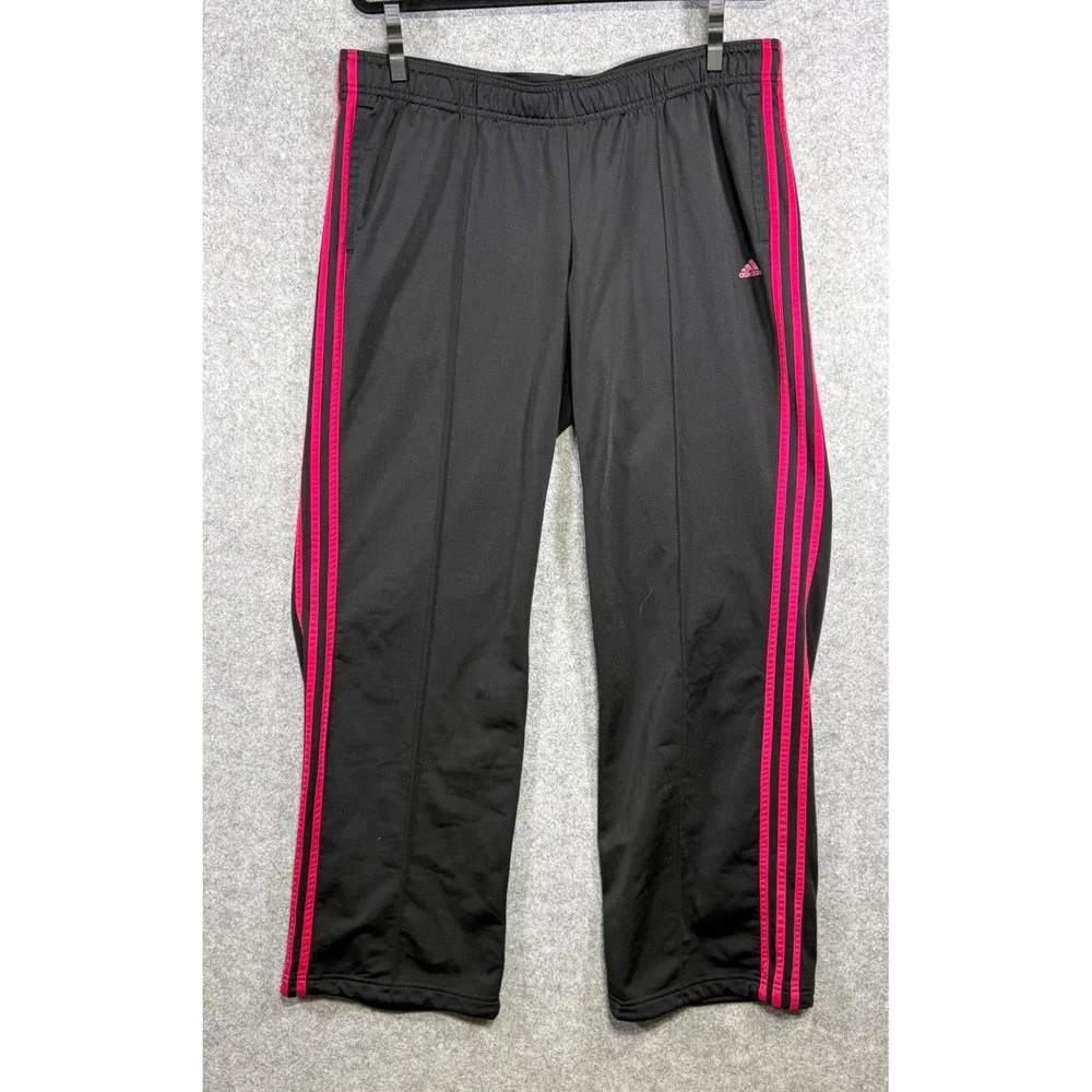 Adidas Track Pants Mens XL Black Pink 3-Stripe Athletic M67620 Joggers
